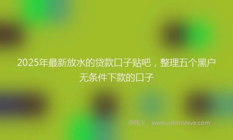 2025年最新放水的贷款口子贴吧，整理五个黑户无条件下款的口子