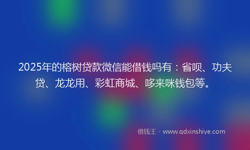 2025年的榕树贷款微信能借钱吗有：省呗、功夫贷、龙龙用、彩虹商城、哆来咪钱包等。