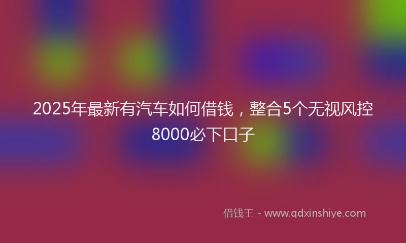 2025年最新有汽车如何借钱，整合5个无视风控8000必下口子