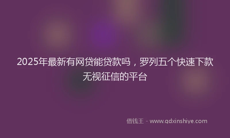 2025年最新有网贷能贷款吗，罗列五个快速下款无视征信的平台