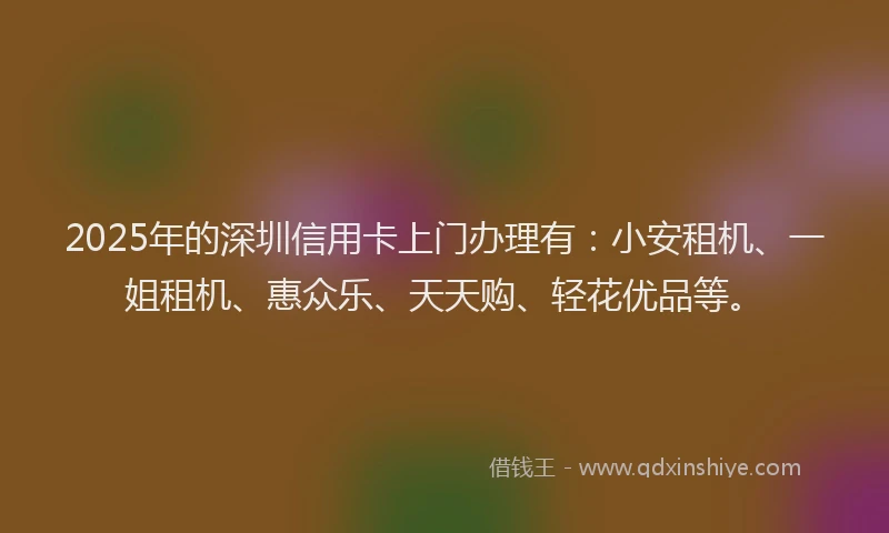 2025年的深圳信用卡上门办理有：小安租机、一姐租机、惠众乐、天天购、轻花优品等。