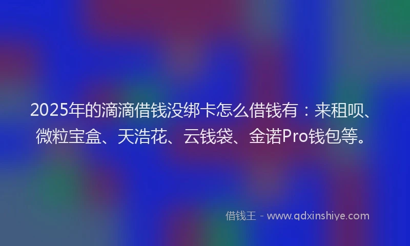 2025年的滴滴借钱没绑卡怎么借钱有：来租呗、微粒宝盒、天浩花、云钱袋、金诺Pro钱包等。