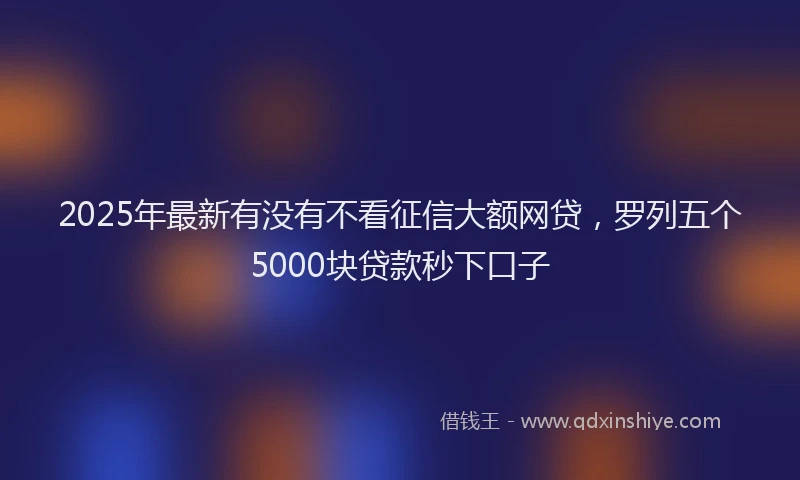 2025年最新有没有不看征信大额网贷，罗列五个5000块贷款秒下口子