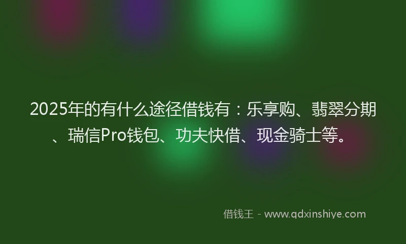 2025年的有什么途径借钱有：乐享购、翡翠分期、瑞信Pro钱包、功夫快借、现金骑士等。