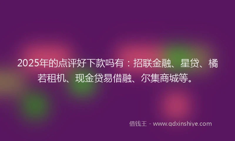 2025年的点评好下款吗有：招联金融、星贷、橘若租机、现金贷易借融、尔集商城等。