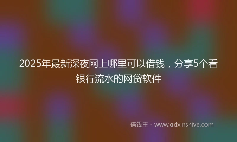 2025年最新深夜网上哪里可以借钱，分享5个看银行流水的网贷软件