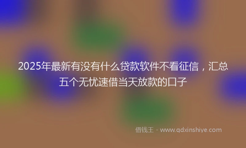 2025年最新有没有什么贷款软件不看征信，汇总五个无忧速借当天放款的口子