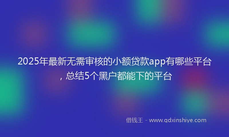 2025年最新无需审核的小额贷款app有哪些平台，总结5个黑户都能下的平台