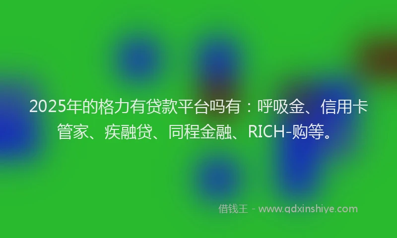2025年的格力有贷款平台吗有：呼吸金、信用卡管家、疾融贷、同程金融、RICH-购等。