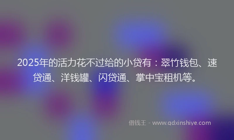2025年的活力花不过给的小贷有：翠竹钱包、速贷通、洋钱罐、闪贷通、掌中宝租机等。