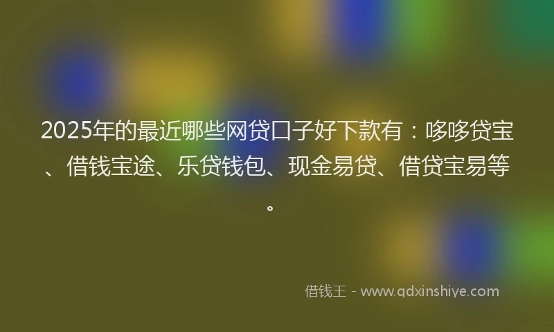 2025年的最近哪些网贷口子好下款有：哆哆贷宝、借钱宝途、乐贷钱包、现金易贷、借贷宝易等。