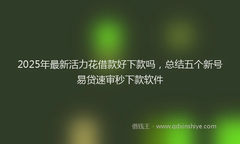 2025年最新活力花借款好下款吗，总结五个新号易贷速审秒下款软件