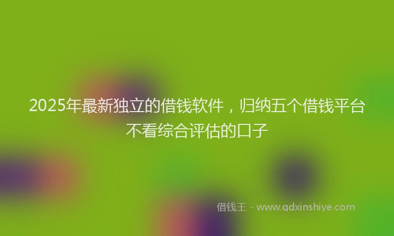 2025年最新独立的借钱软件，归纳五个借钱平台不看综合评估的口子