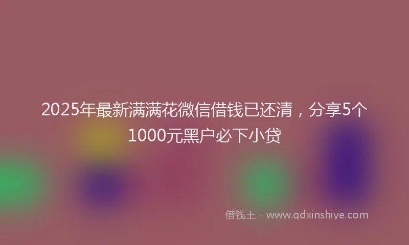 2025年最新满满花微信借钱已还清，分享5个1000元黑户必下小贷
