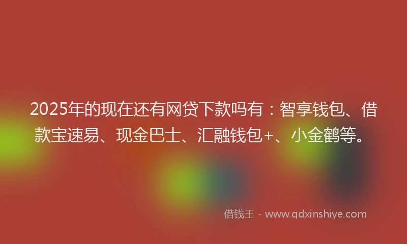 2025年的现在还有网贷下款吗有：智享钱包、借款宝速易、现金巴士、汇融钱包+、小金鹤等。