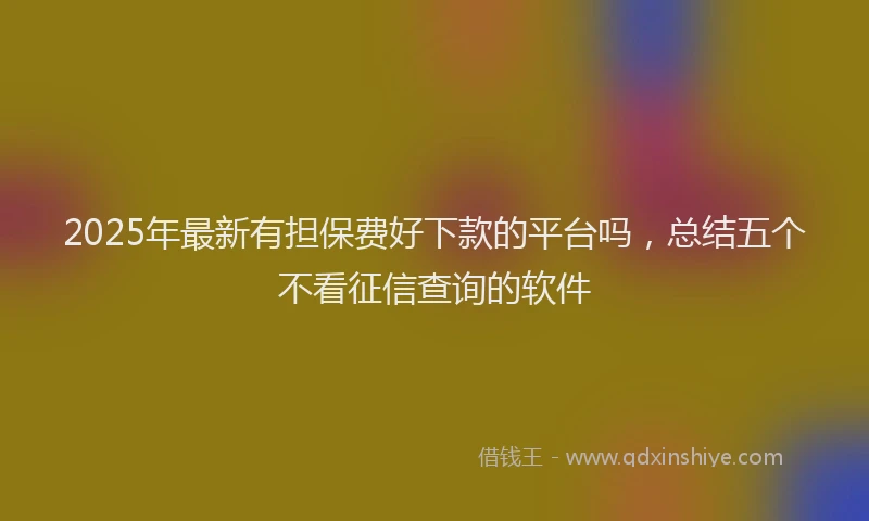 2025年最新有担保费好下款的平台吗，总结五个不看征信查询的软件