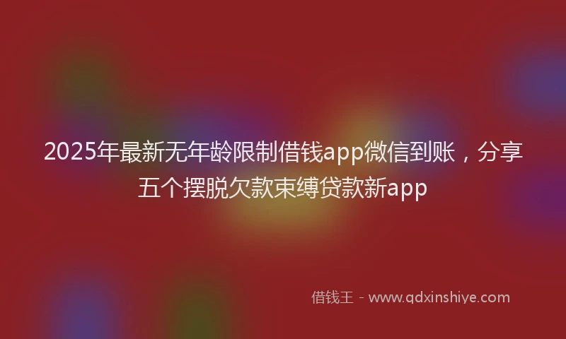 2025年最新无年龄限制借钱app微信到账，分享五个摆脱欠款束缚贷款新app