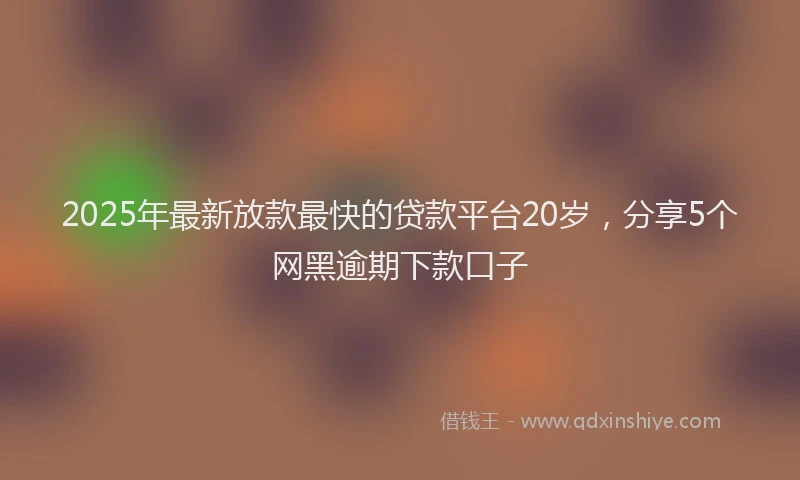 2025年最新放款最快的贷款平台20岁，分享5个网黑逾期下款口子