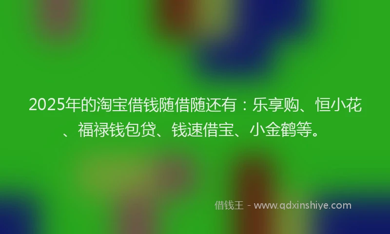 2025年的淘宝借钱随借随还有：乐享购、恒小花、福禄钱包贷、钱速借宝、小金鹤等。