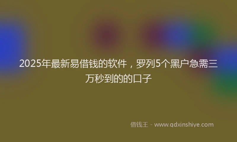 2025年最新易借钱的软件，罗列5个黑户急需三万秒到的的口子