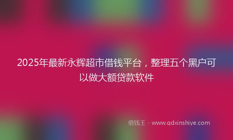 2025年最新永辉超市借钱平台，整理五个黑户可以做大额贷款软件