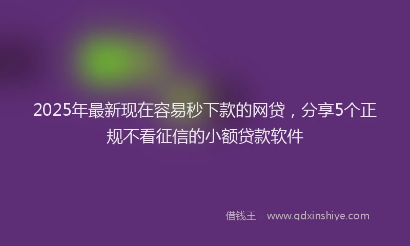 2025年最新现在容易秒下款的网贷，分享5个正规不看征信的小额贷款软件