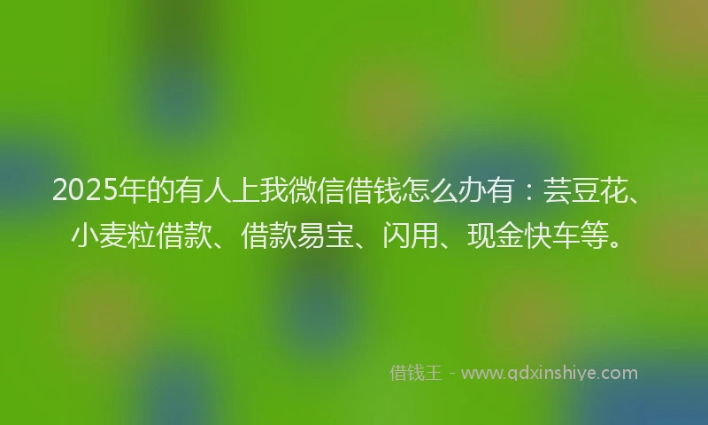2025年的有人上我微信借钱怎么办有：芸豆花、小麦粒借款、借款易宝、闪用、现金快车等。