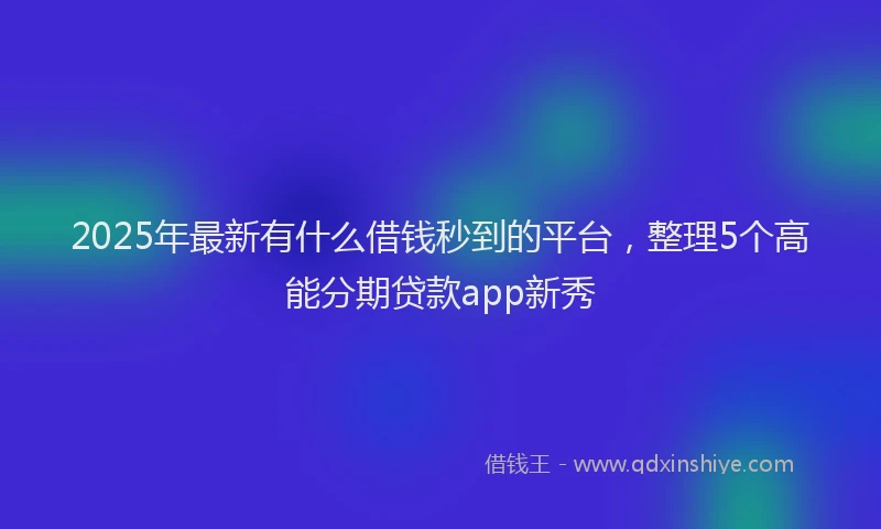 2025年最新有什么借钱秒到的平台，整理5个高能分期贷款app新秀