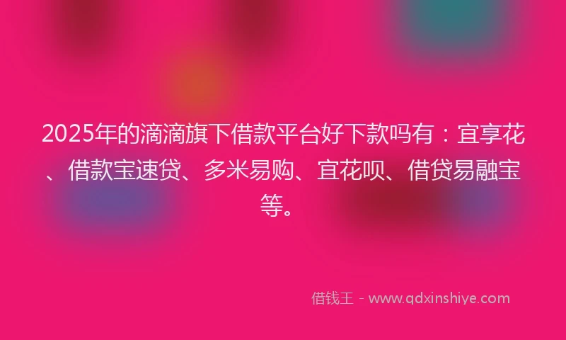 2025年的滴滴旗下借款平台好下款吗有：宜享花、借款宝速贷、多米易购、宜花呗、借贷易融宝等。