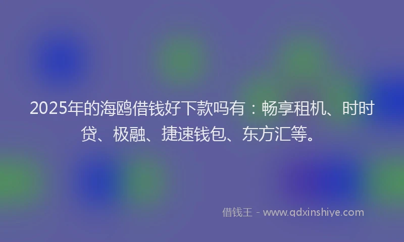 2025年的海鸥借钱好下款吗有：畅享租机、时时贷、极融、捷速钱包、东方汇等。