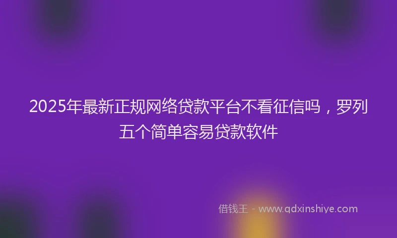 2025年最新正规网络贷款平台不看征信吗，罗列五个简单容易贷款软件