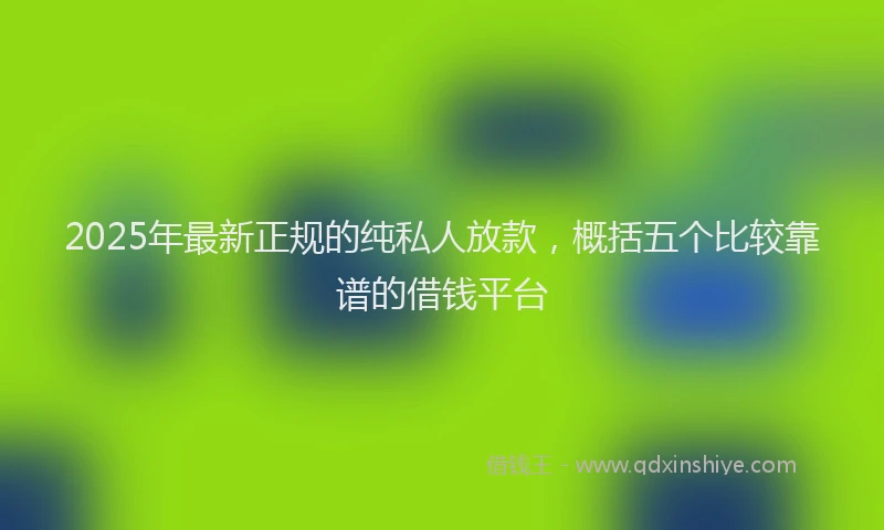 2025年最新正规的纯私人放款，概括五个比较靠谱的借钱平台