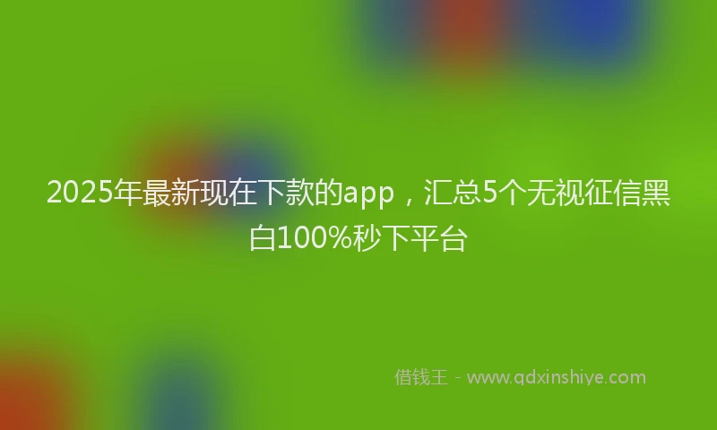 2025年最新现在下款的app，汇总5个无视征信黑白100%秒下平台