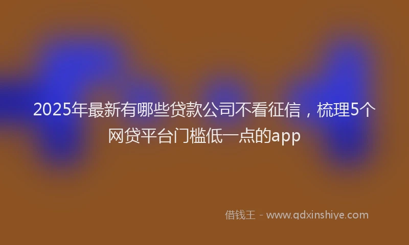 2025年最新有哪些贷款公司不看征信，梳理5个网贷平台门槛低一点的app
