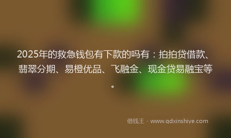 2025年的救急钱包有下款的吗有：拍拍贷借款、翡翠分期、易橙优品、飞融金、现金贷易融宝等。