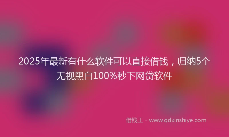 2025年最新有什么软件可以直接借钱，归纳5个无视黑白100%秒下网贷软件