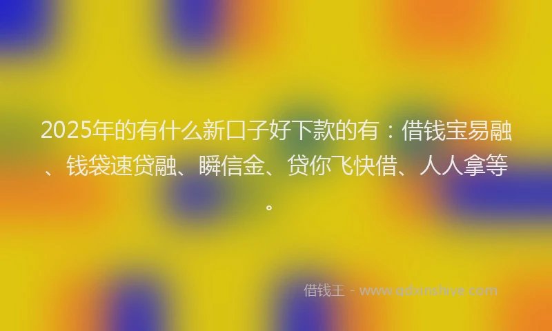 2025年的有什么新口子好下款的有：借钱宝易融、钱袋速贷融、瞬信金、贷你飞快借、人人拿等。