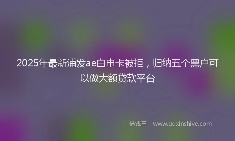 2025年最新浦发ae白申卡被拒，归纳五个黑户可以做大额贷款平台