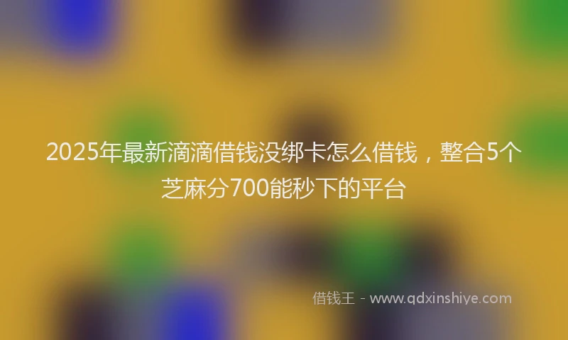 2025年最新滴滴借钱没绑卡怎么借钱，整合5个芝麻分700能秒下的平台