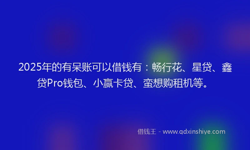 2025年的有呆账可以借钱有：畅行花、星贷、鑫贷Pro钱包、小赢卡贷、蛮想购租机等。