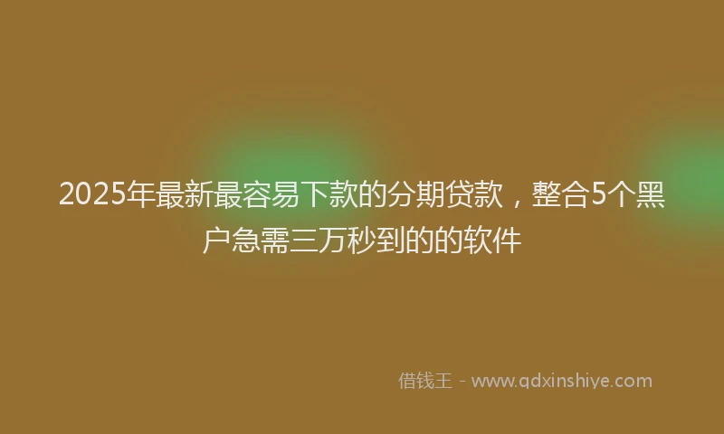 2025年最新最容易下款的分期贷款，整合5个黑户急需三万秒到的的软件