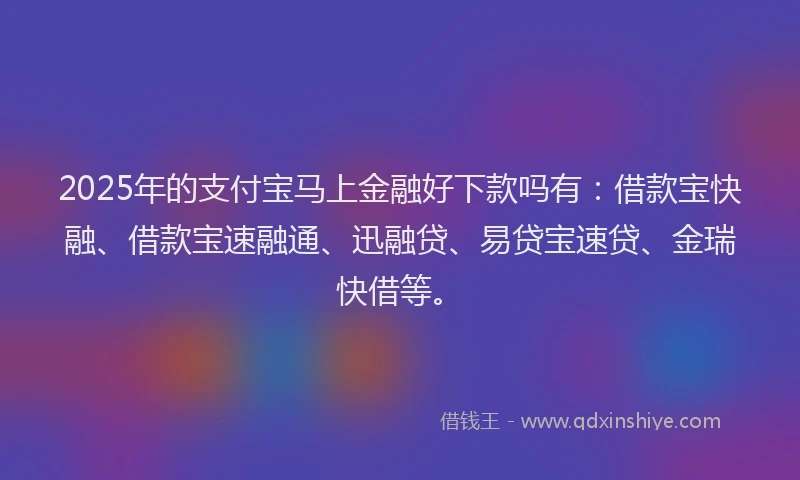 2025年的支付宝马上金融好下款吗有：借款宝快融、借款宝速融通、迅融贷、易贷宝速贷、金瑞快借等。