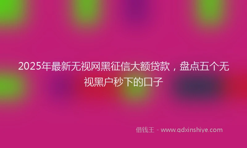 2025年最新无视网黑征信大额贷款，盘点五个无视黑户秒下的口子