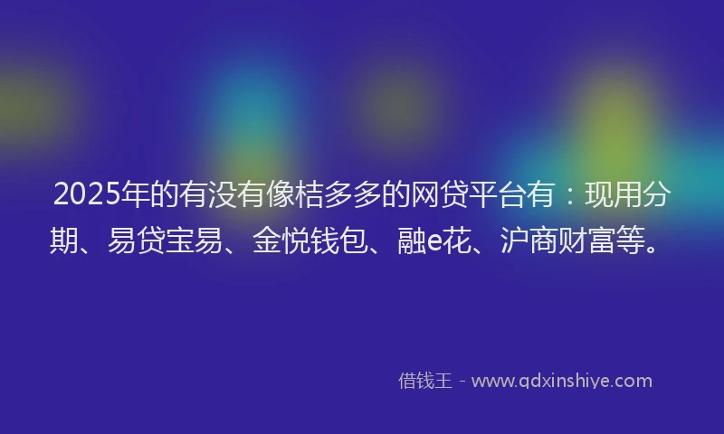2025年的有没有像桔多多的网贷平台有：现用分期、易贷宝易、金悦钱包、融e花、沪商财富等。