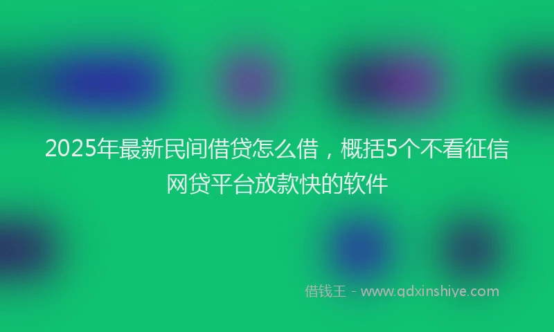 2025年最新民间借贷怎么借，概括5个不看征信网贷平台放款快的软件