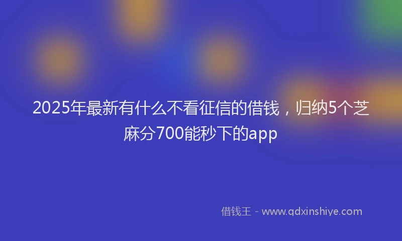 2025年最新有什么不看征信的借钱，归纳5个芝麻分700能秒下的app