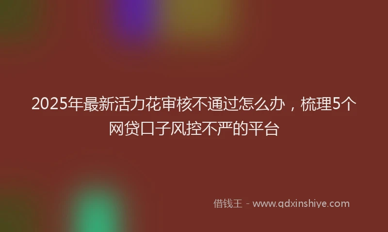 2025年最新活力花审核不通过怎么办，梳理5个网贷口子风控不严的平台
