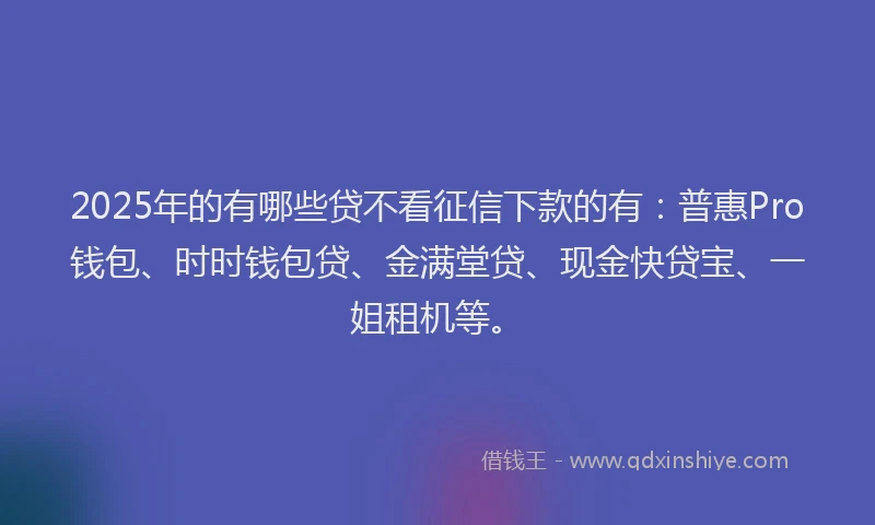 2025年的有哪些贷不看征信下款的有：普惠Pro钱包、时时钱包贷、金满堂贷、现金快贷宝、一姐租机等。
