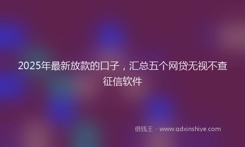2025年最新放款的口子，汇总五个网贷无视不查征信软件
