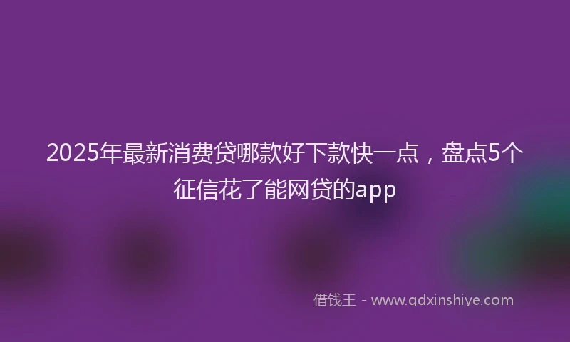 2025年最新消费贷哪款好下款快一点，盘点5个征信花了能网贷的app